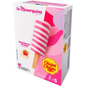 Imagen de Helado espiral chupa chups fresa y nata 5 unidades