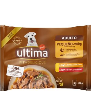 Imagen de Comida para perro mini pollo y buey 4x100 g