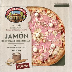 Imagen de Pizza de jamon con perlas de mozzarella