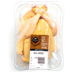 Pollo limpio certificado campero (1,8 kg aprox) baja un 12% en BM Supermercados
