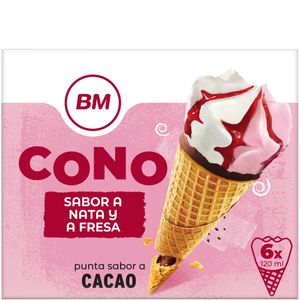 Imagen de Helado cono de nata y fresa 6 unidades